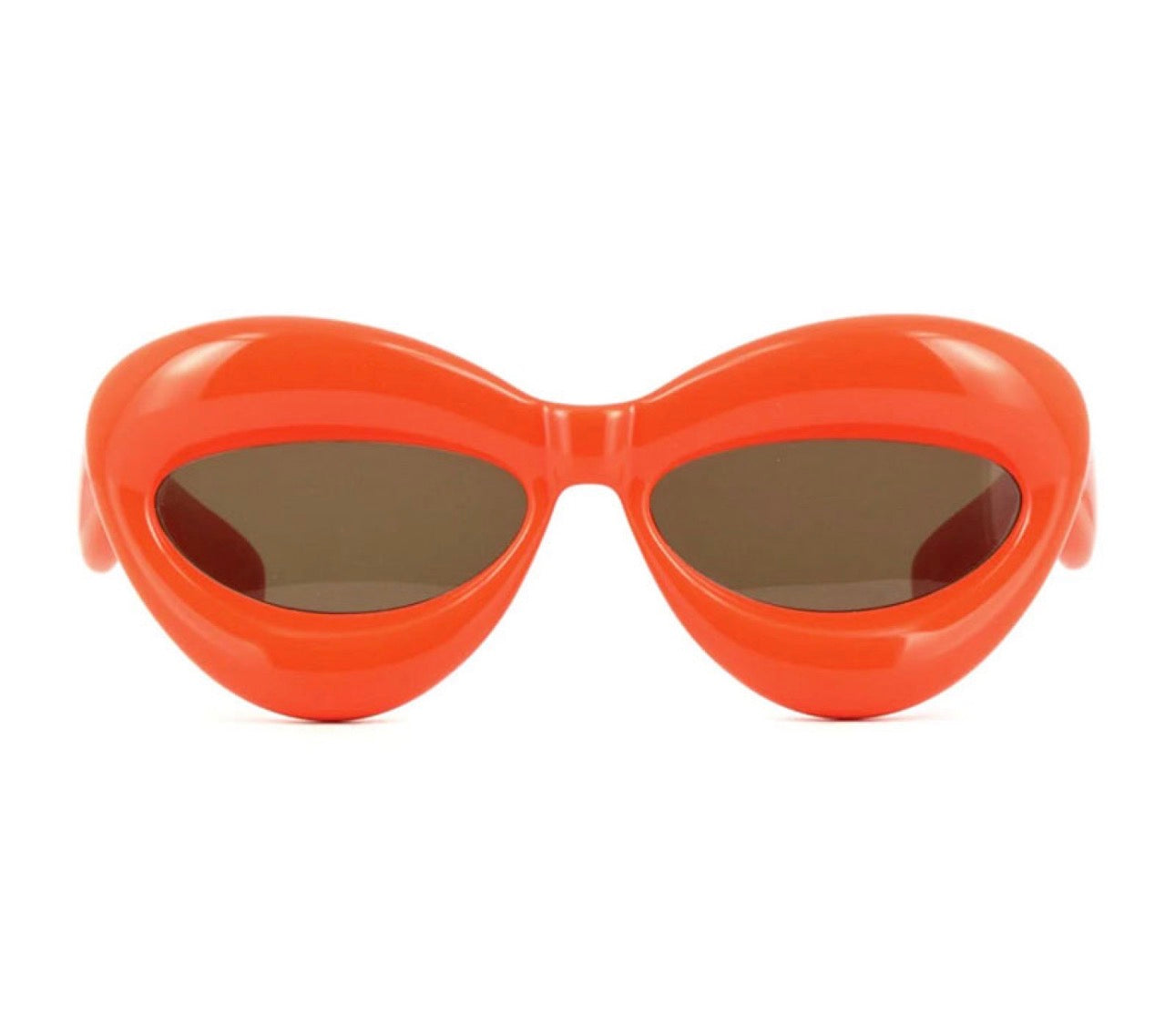 Loewe LW40097I 42E 55mm Cat-Eye Sunglasses – Shiny Orange / Brown Lens