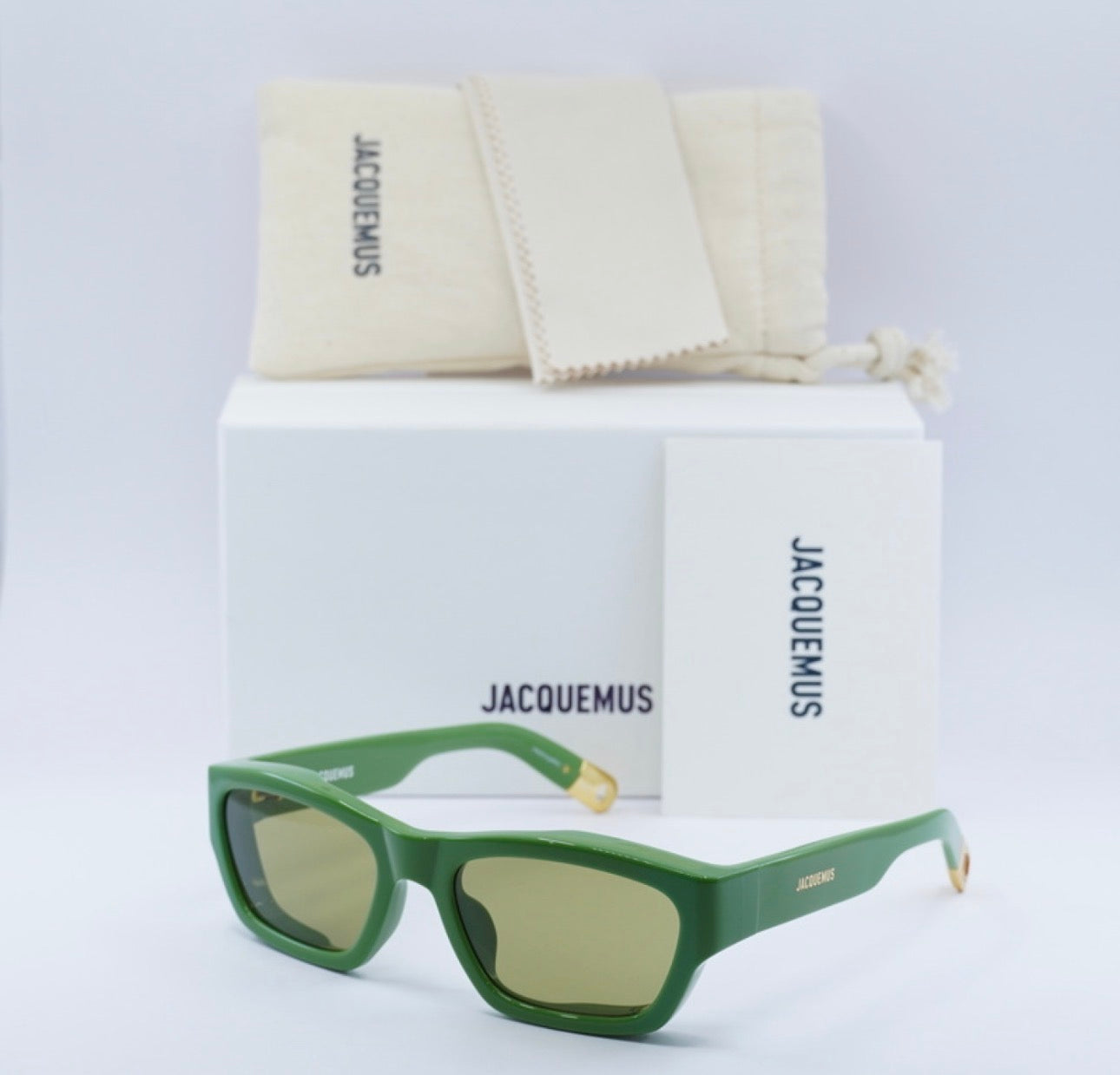 Jacquemus JAC/9 C3 Rectangular Sunglasses – Shiny Green 57mm