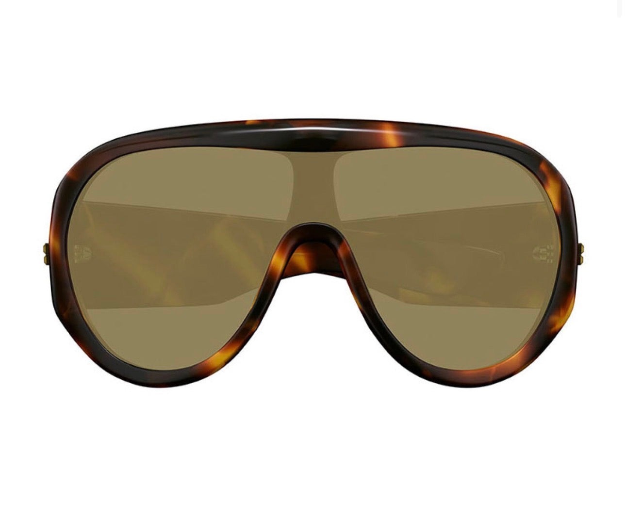 Bottega Veneta BV1345S 002 Shield Sunglasses – Shiny Dark Havana / Brown Lens (99mm)