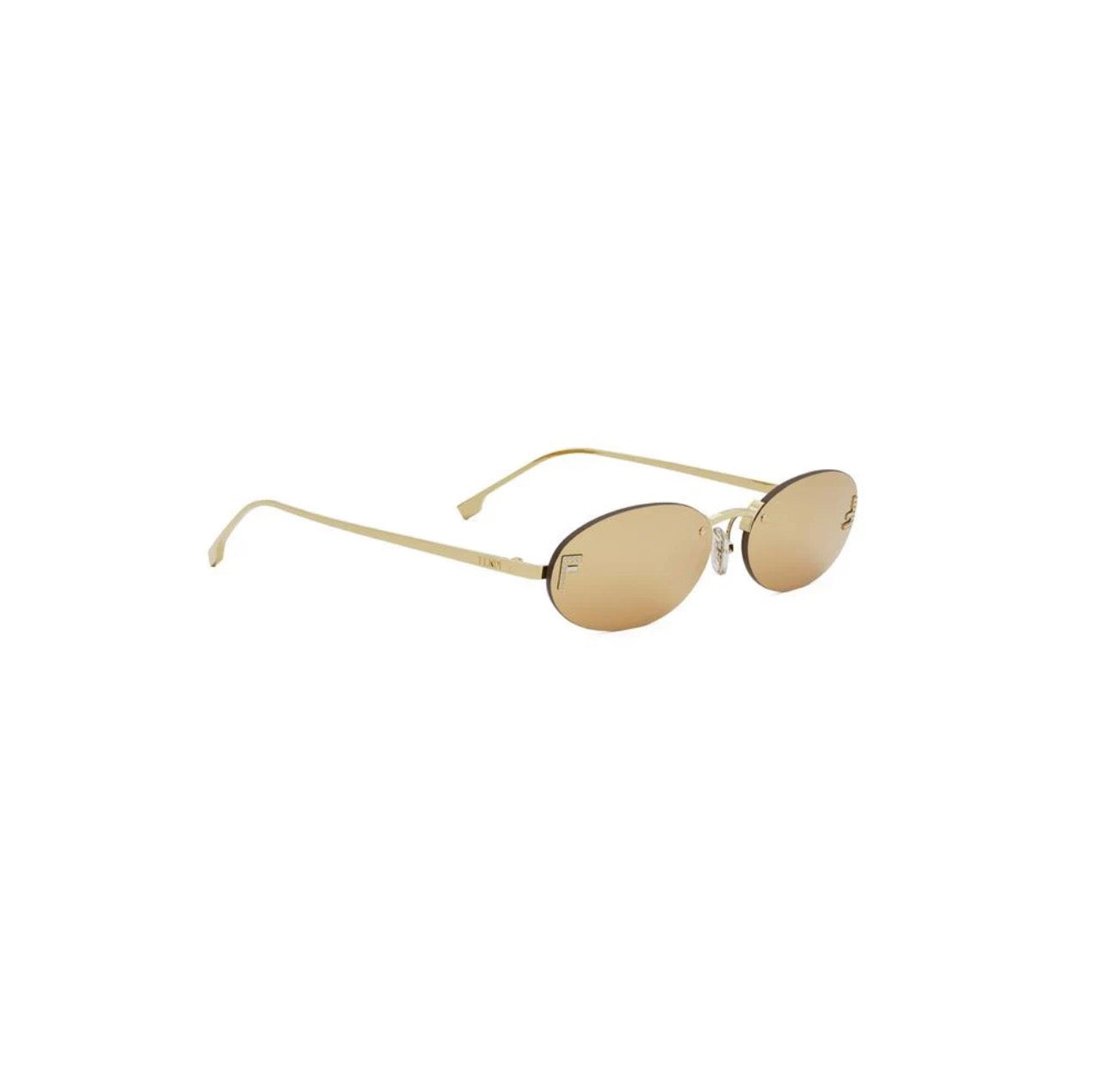 Fendi FE4075US 30L 54mm Oval Sunglasses – Gold Frame with Yellow Mirror Lens