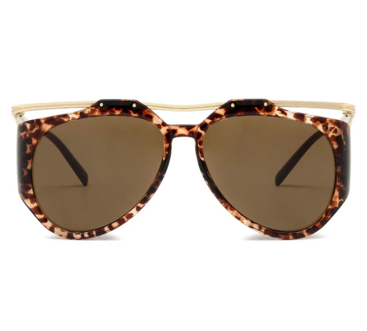 Saint Laurent SLM137 AMELIA 002 Aviator Sunglasses – Gold Leopard Havana / Brown Lens (55mm)