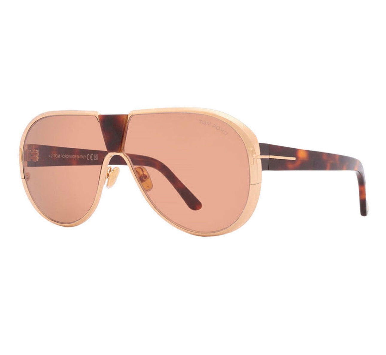 Tom Ford FT1072 30E Aviator Sunglasses – Gold Frame, Brown Lenses (64mm)