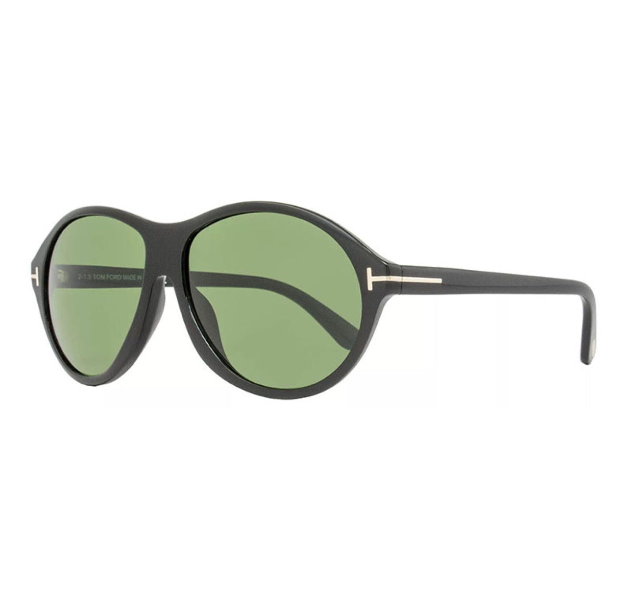 Tom Ford FT0398 01N Aviator Sunglasses – Black Frame with Green Lenses (60mm)