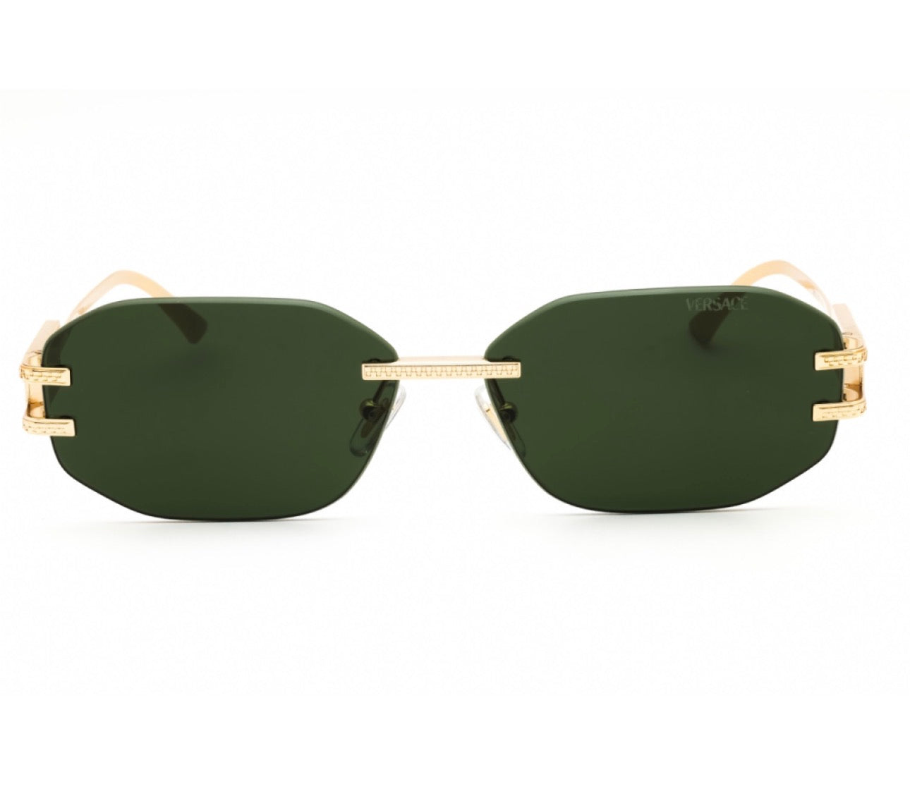 Versace VE2274 100271 58mm Gold Dark Green Rectangle Rimless Sunglasses