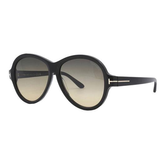 Tom Ford FT1033 01B 59mm Shiny Black Gradient Smoke Round Sunglasses