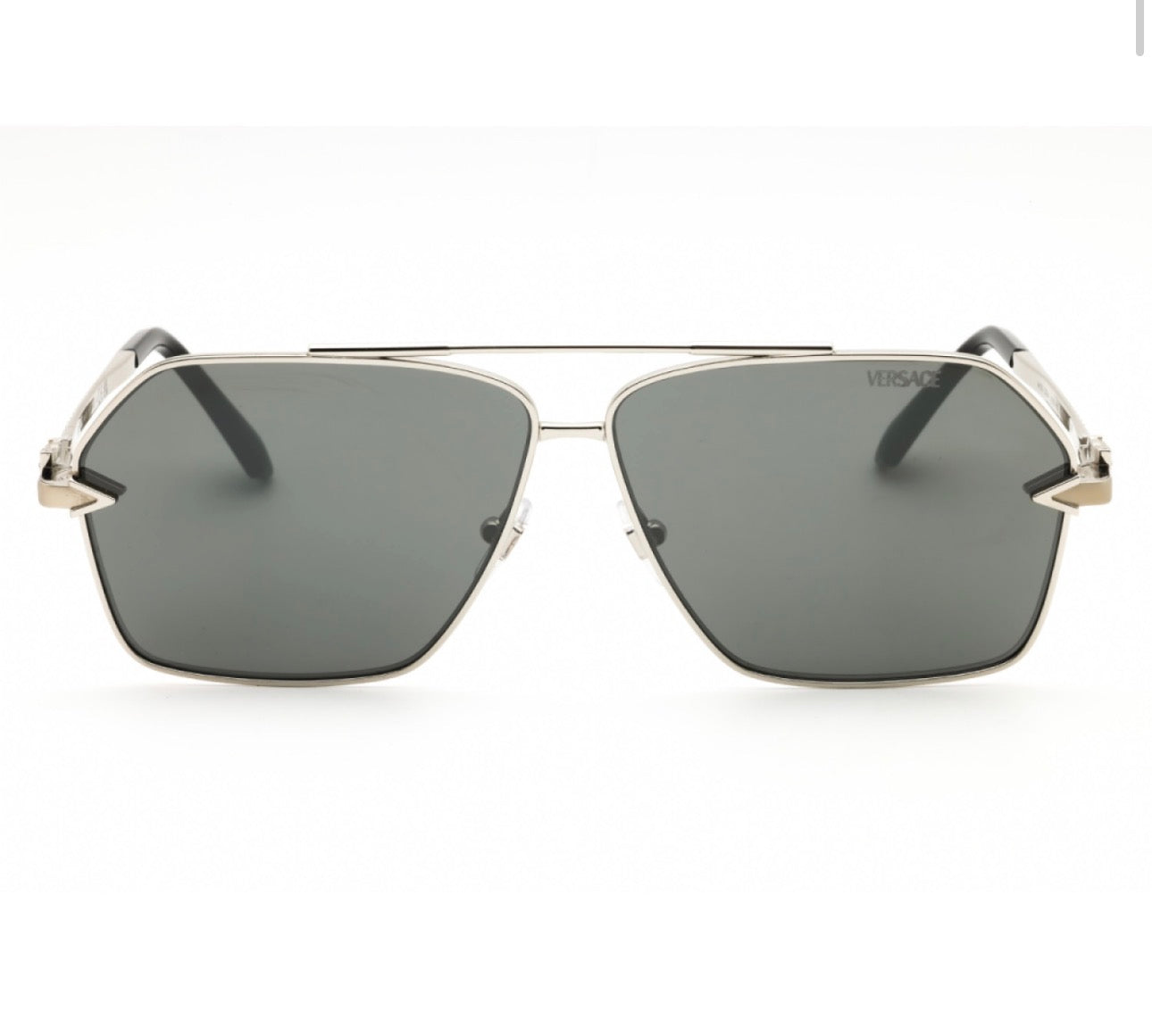 Versace VE2284 10006G 61mm Silver Grey Mirror Aviator Metal Sunglasses