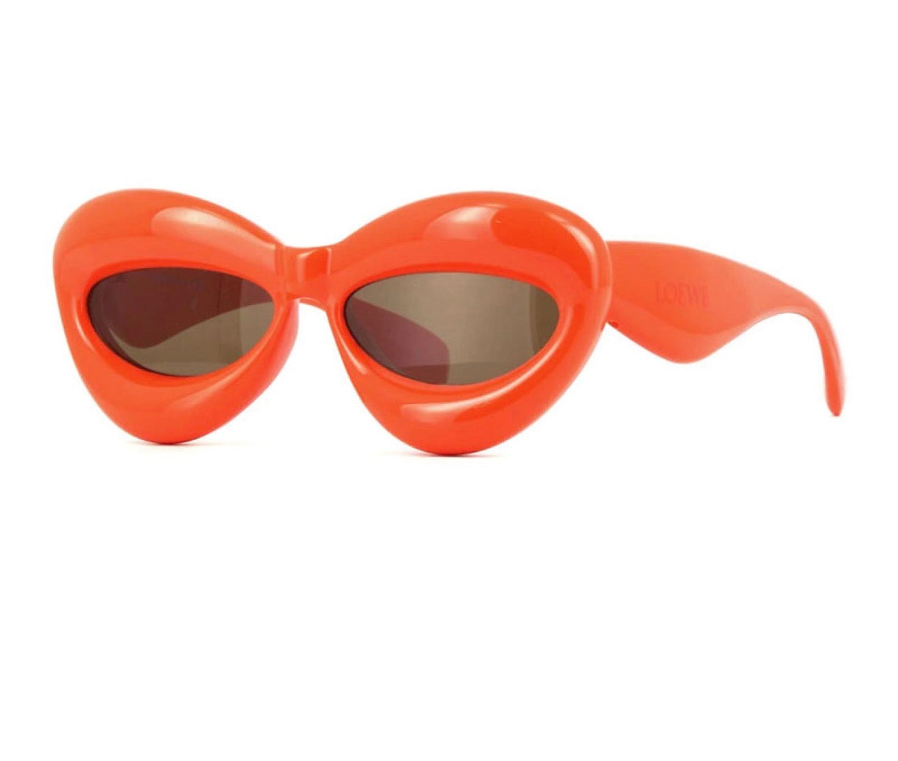 Loewe LW40097I 42E 55mm Cat-Eye Sunglasses – Shiny Orange / Brown Lens