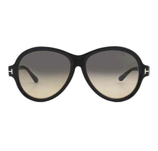 Tom Ford FT1033 01B 59mm Shiny Black Gradient Smoke Round Sunglasses