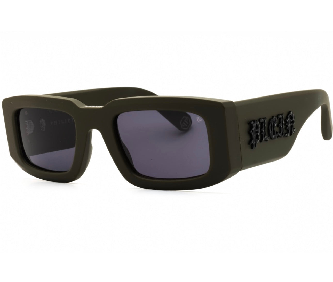 Philipp Plein SPP149 0C02 Matte Green Rectangle Sunglasses