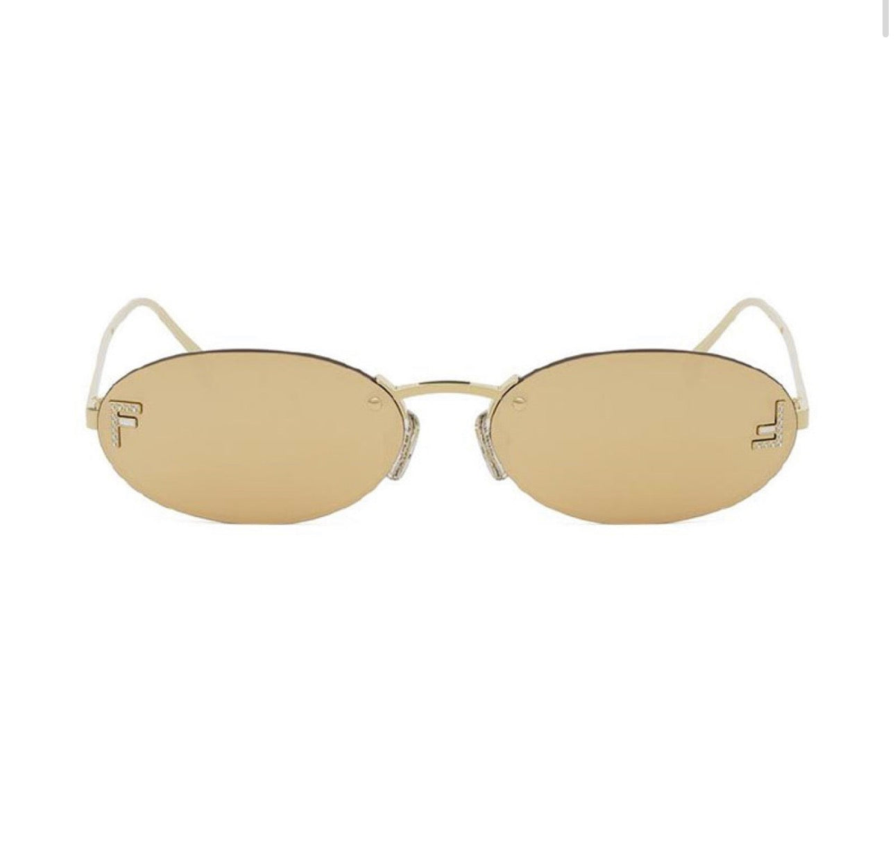 Fendi FE4075US 30L 54mm Oval Sunglasses – Gold Frame with Yellow Mirror Lens