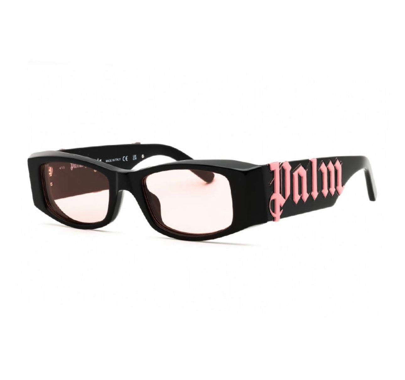 Palm Angels PERI007ANGEL 1021 Rectangle Sunglasses – Black with Pink Logo 51mm