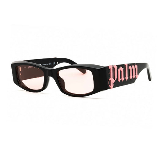 Palm Angels PERI007ANGEL 1021 Rectangle Sunglasses – Black with Pink Logo 51mm
