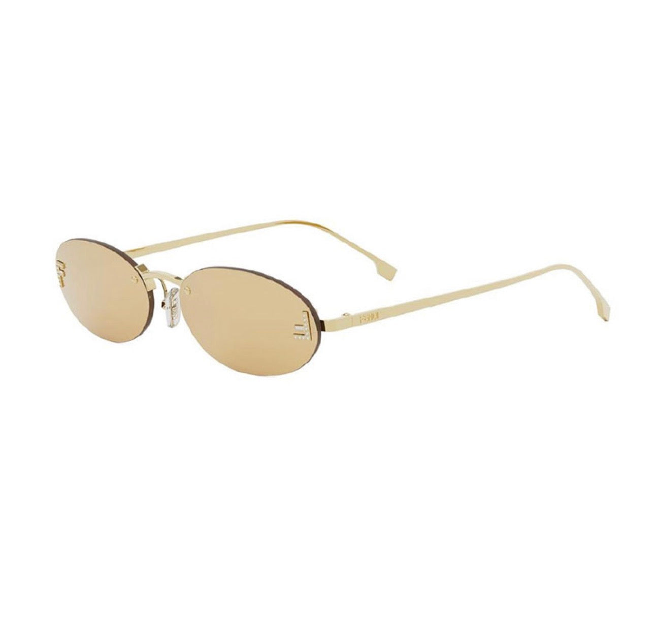 Fendi FE4075US 30L 54mm Oval Sunglasses – Gold Frame with Yellow Mirror Lens