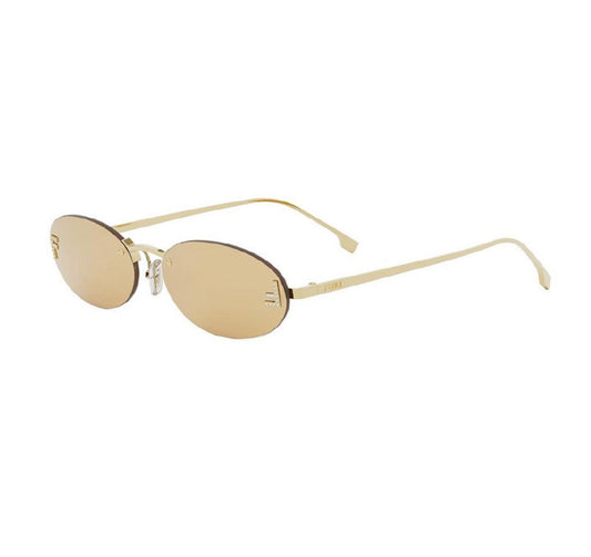 Fendi FE4075US 30L 54mm Oval Sunglasses – Gold Frame with Yellow Mirror Lens