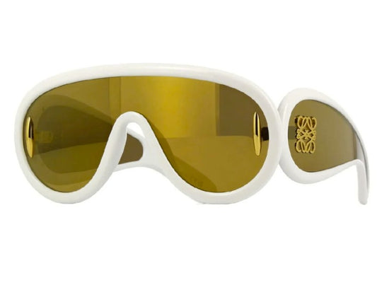 Loewe LW401081 25G White Gold Mirror Shield Sunglasses – 140mm